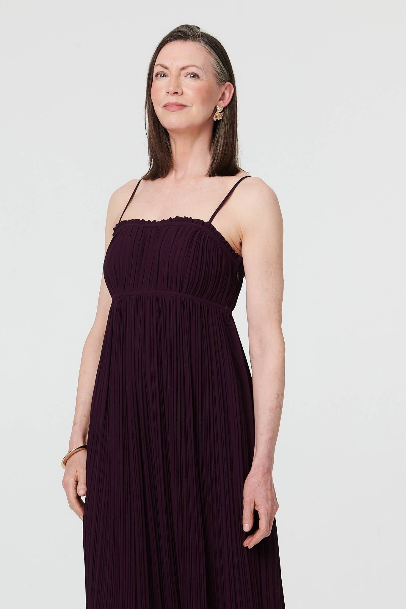 Izabel London Izabel London Women's Pleated Cami Strap Maxi Dress in Purple - 4