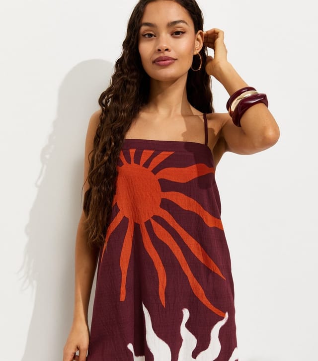New Look Women's Petite Brown Sun Print Beach Maxi Dress New Look - 2