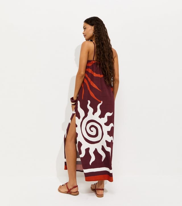 New Look Women's Petite Brown Sun Print Beach Maxi Dress New Look - 3