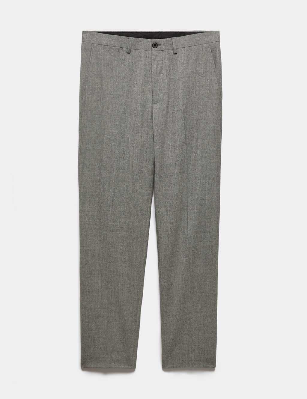 Marks & Spencer M&S Charcoal Mix Wool Blend Regular Fit Trousers