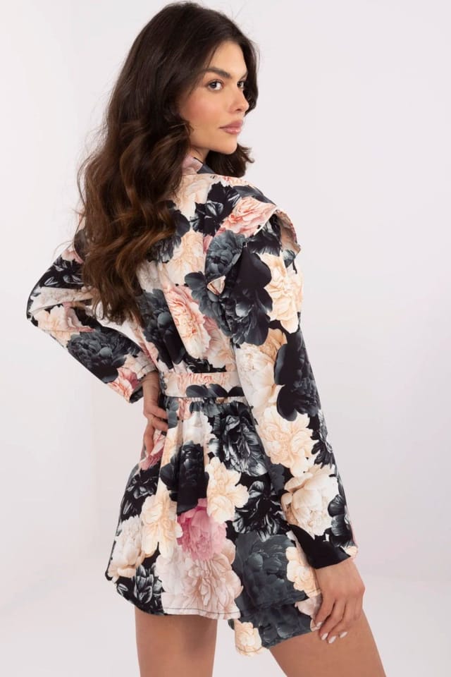 Love Lace Love Lace Women's Floral Ruffle Sleeve Waist Belt Mini Jumpsuit - 3