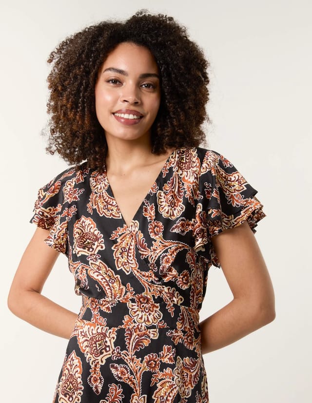 Blue Vanilla Paisley Frill Sleeve Mini Dress - 3