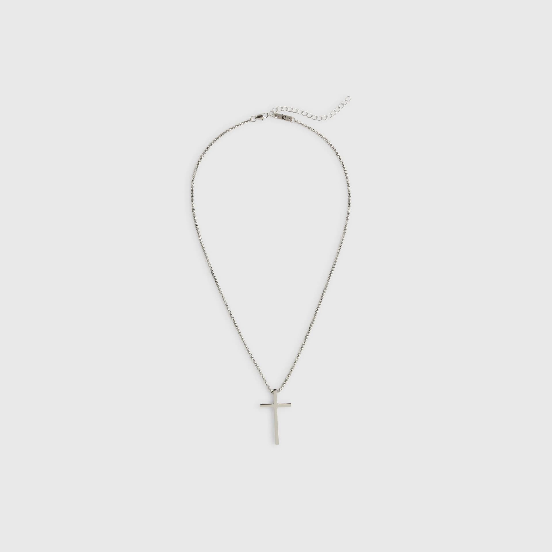 River Island Mens River Island Silver Steel Cross Necklace