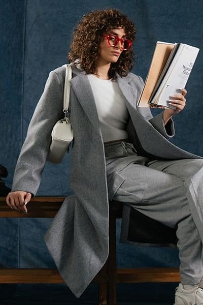 Urban Studio Urban Studio Women's Wool‑Blend Over coat - Relaxed Fit, Stylish Winter Outerwear in Grey - 3
