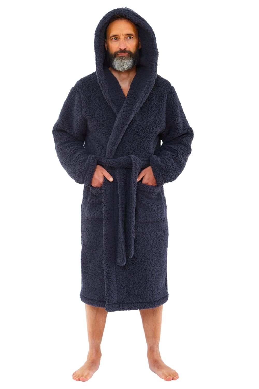 Just Essentials Just Essentials Men's Teddy Fleece Dressing Gown in Charcoal - 2