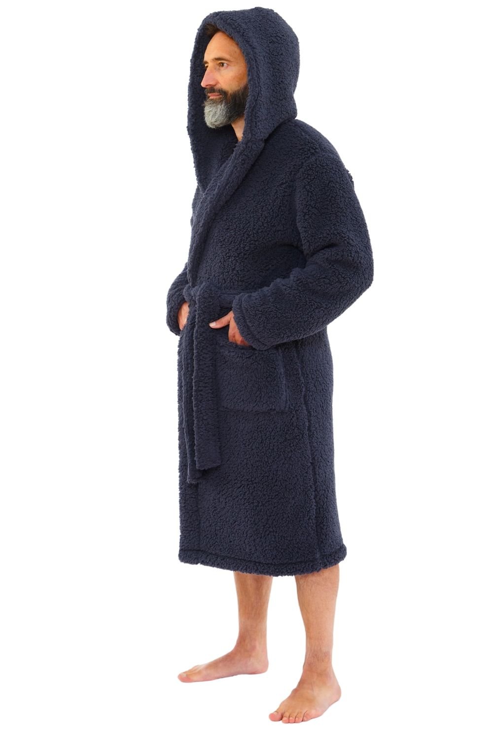 Just Essentials Just Essentials Men's Teddy Fleece Dressing Gown in Charcoal - 4