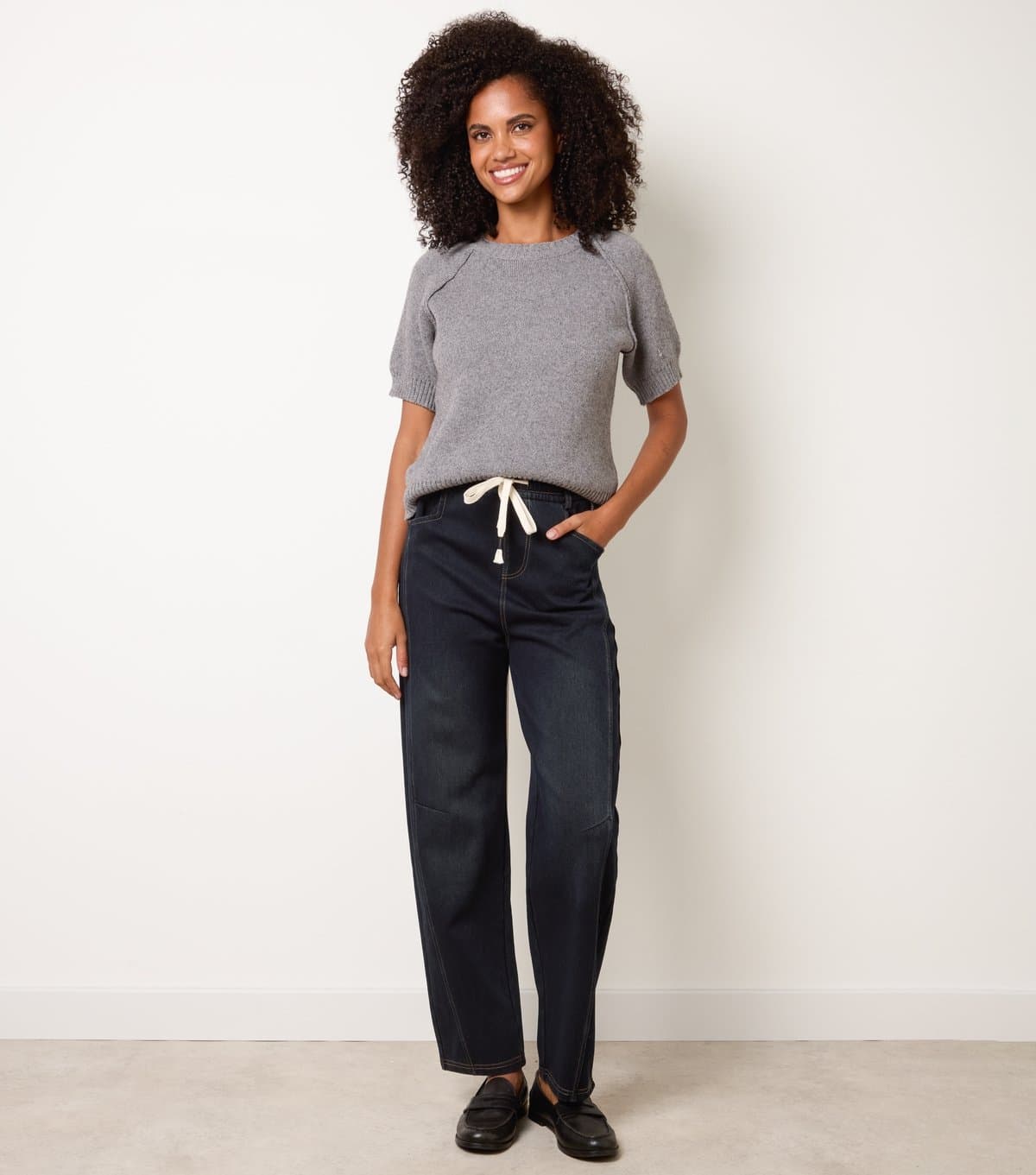 Blue Vanilla Blue Vanilla Dark Blue Barrel Leg Jeans