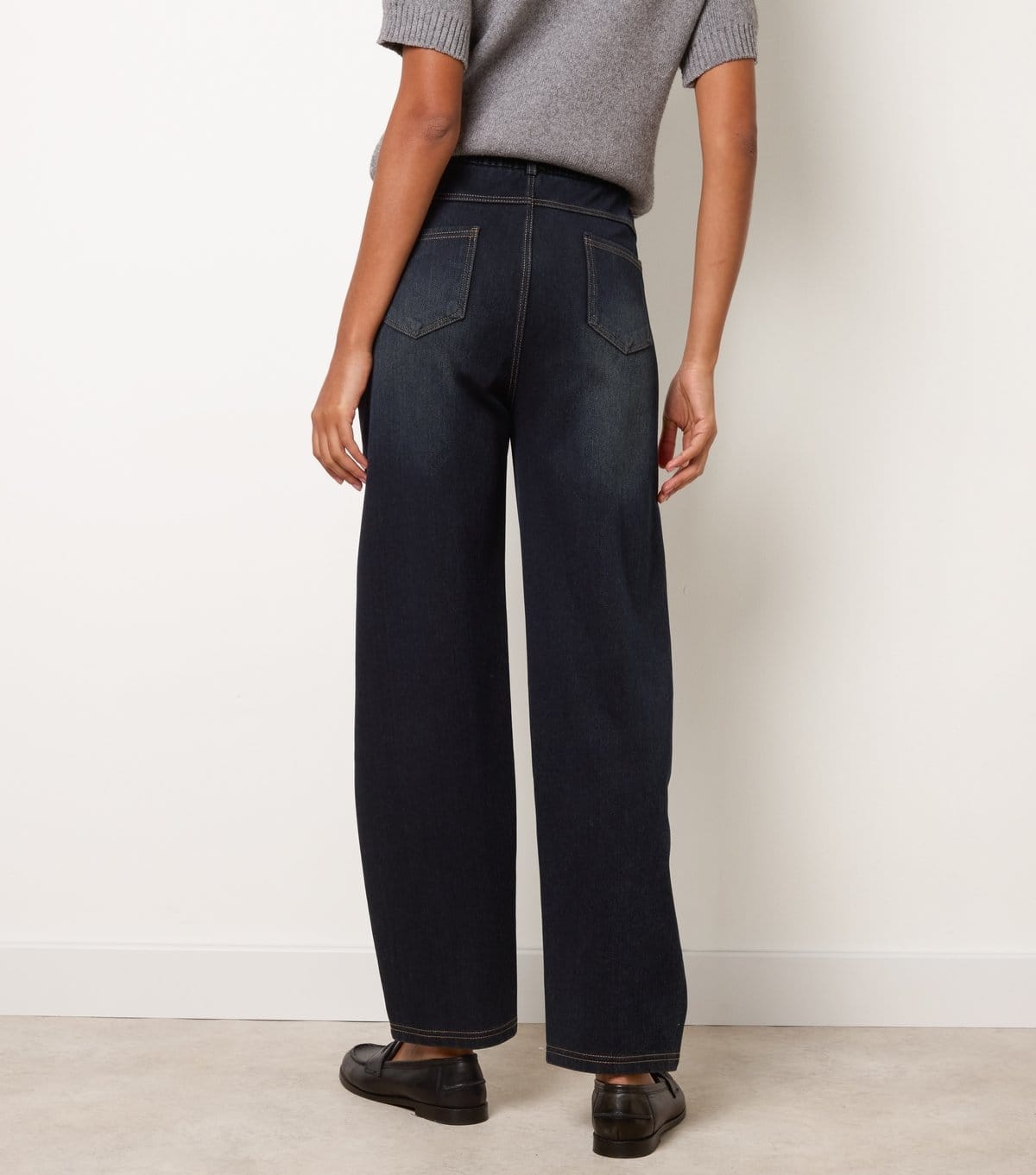 Blue Vanilla Women's Dark Blue Drawstring Barrel Leg Jeans Blue Vanilla New Look - 4
