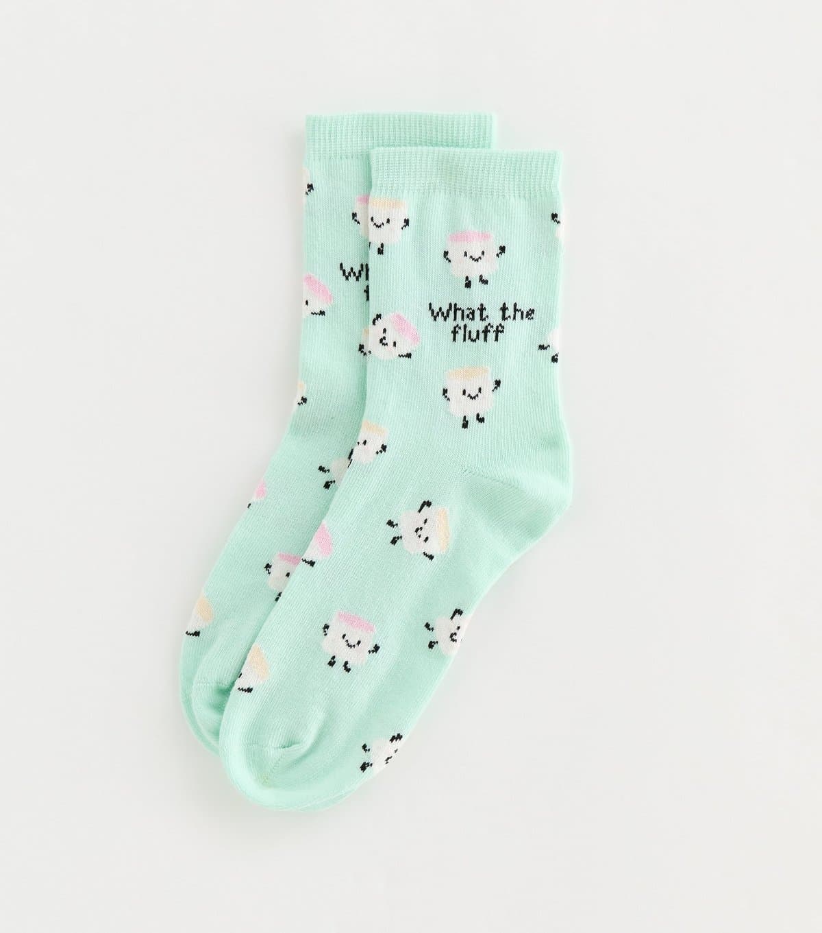 New Look Turquoise What The Fluff Patterned Ankle Socks New Look