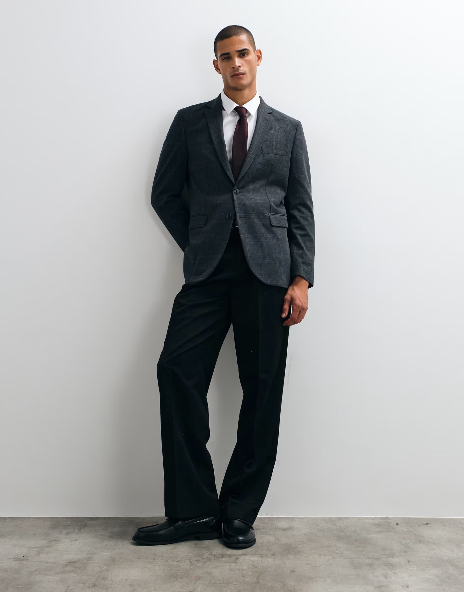 ASOS Mango Paris slim fit suit blazer co-ord in grey check