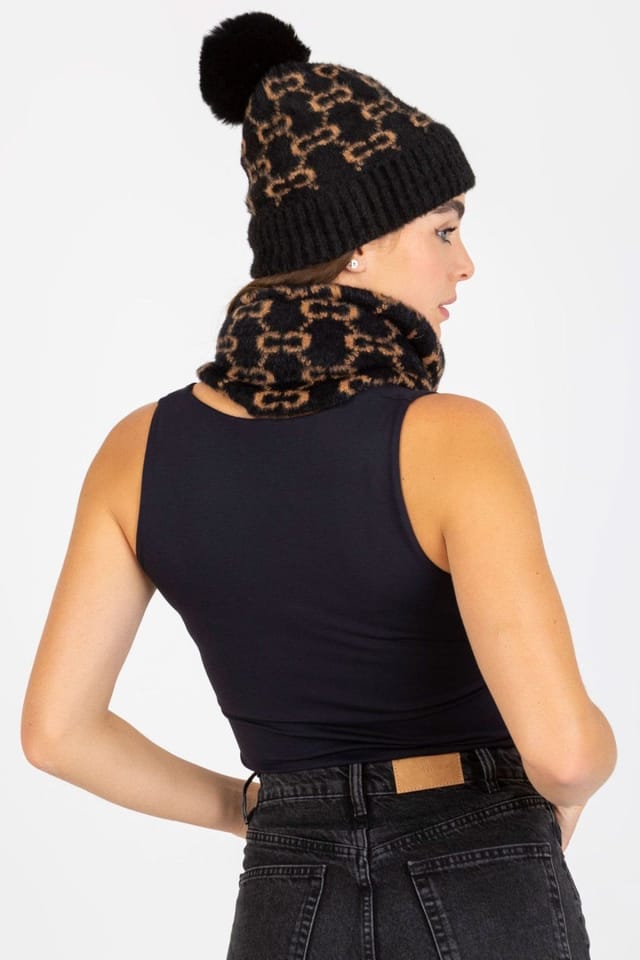 Love Lace Love Lace Women's Warm Chimney Infinity Scarf with Textured Pattern for Cap Match in Black - 3