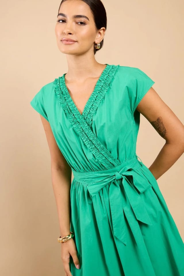 Little Mistress Little Mistress Women's Green Frill Detail Midaxi Dress - 3