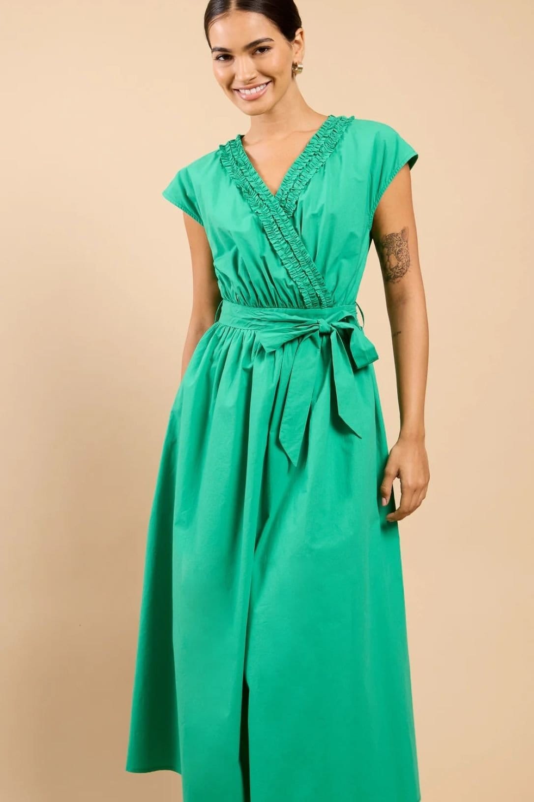 Little Mistress Little Mistress Women's Green Frill Detail Midaxi Dress - 4