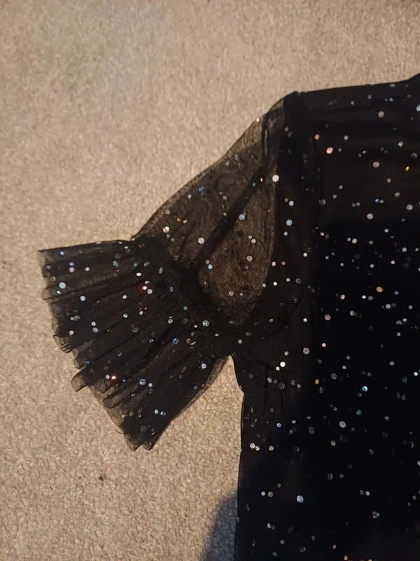 New Look Black chiffon glitter party dress
