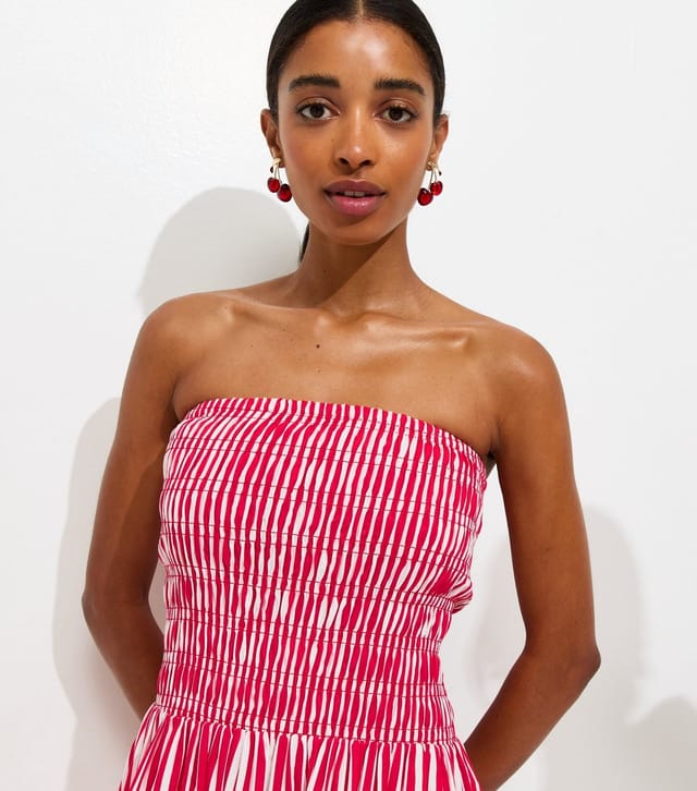 New Look Women's Red Striped Shirred Bandeau Maxi Dress New Look - 2