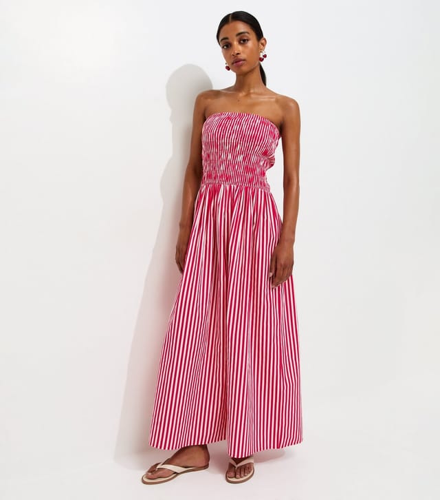 New Look Women's Red Striped Shirred Bandeau Maxi Dress New Look - 3