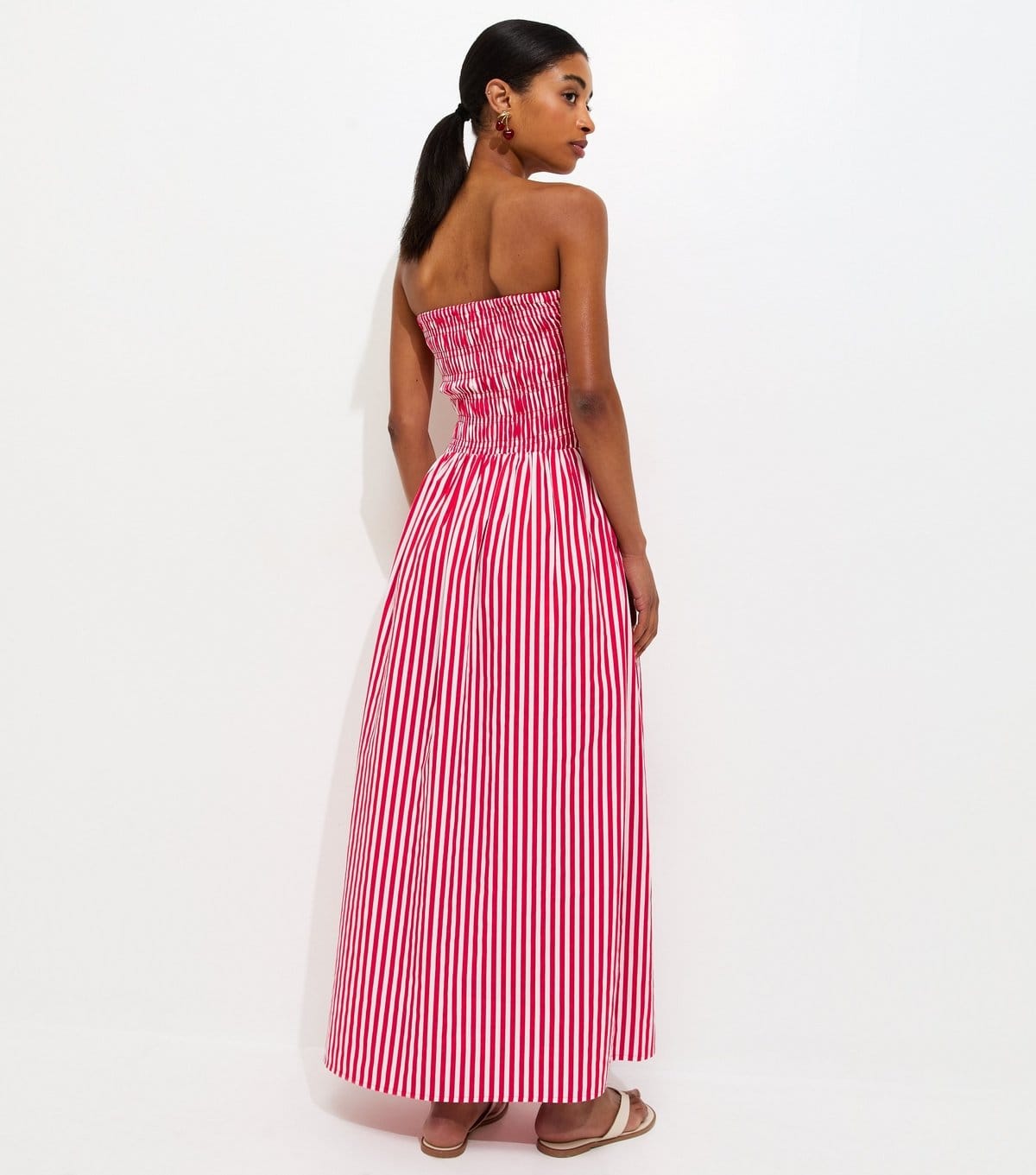 New Look Women's Red Striped Shirred Bandeau Maxi Dress New Look - 4