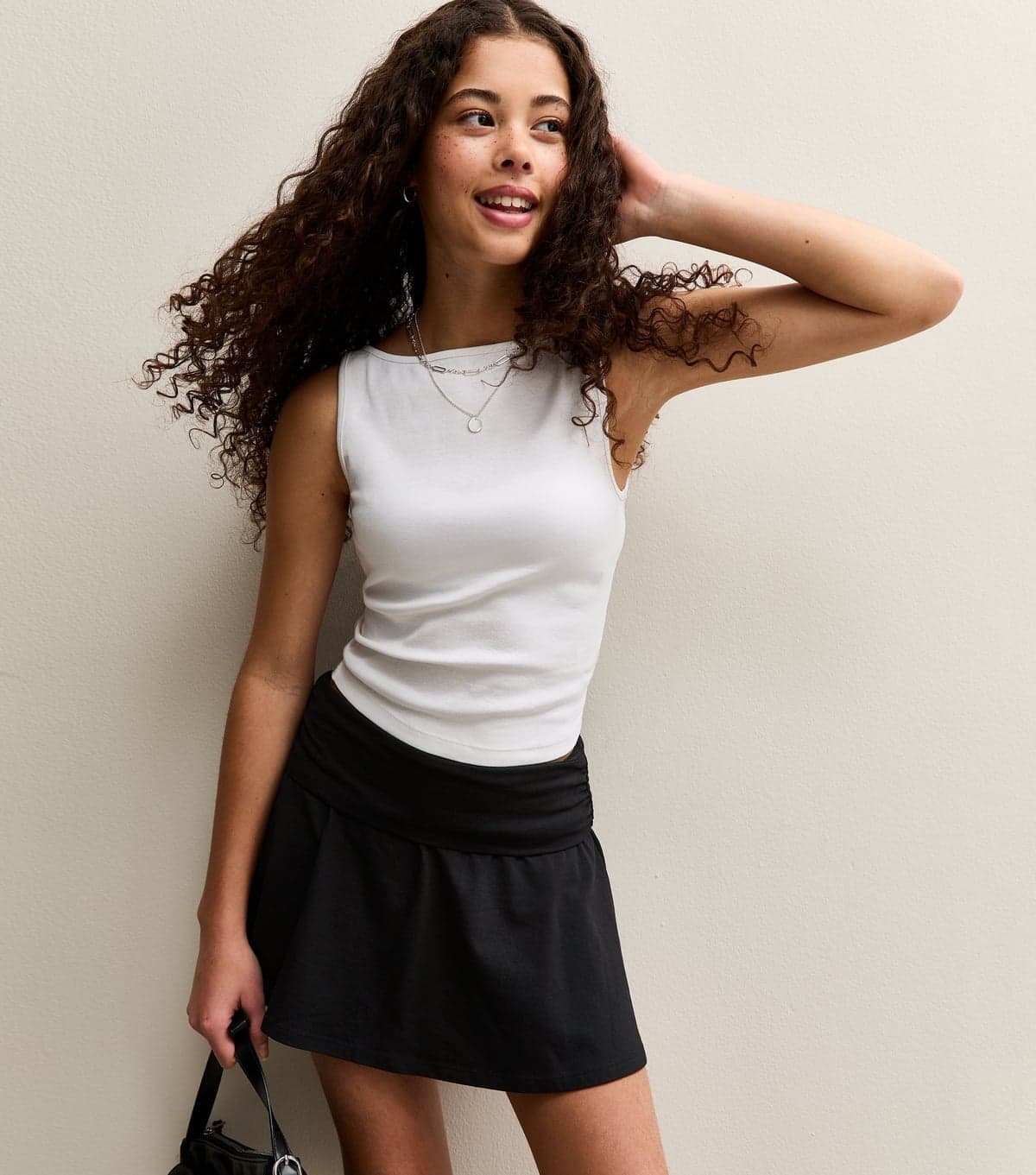 New Look Girls' Black Ruched Fold Over Skort New Look