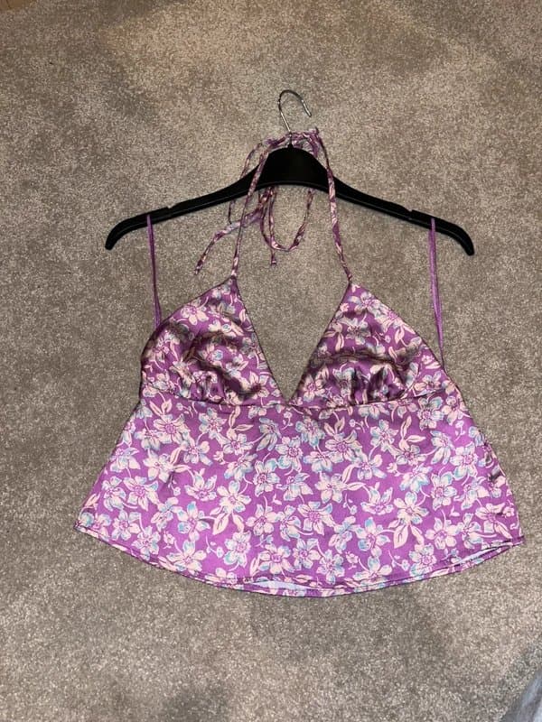 Bershka Bershka Silk Floral Halterneck Top