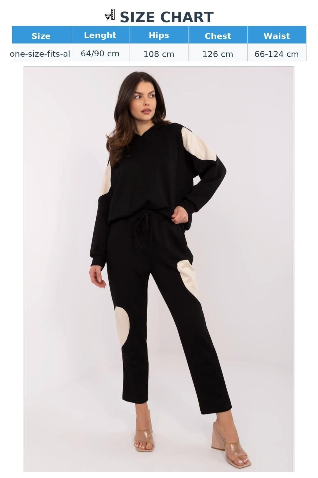 Love Lace Love Lace Women's Heart Patch Hoodie & High Waist Pants Set Style 209203 in Black - 4
