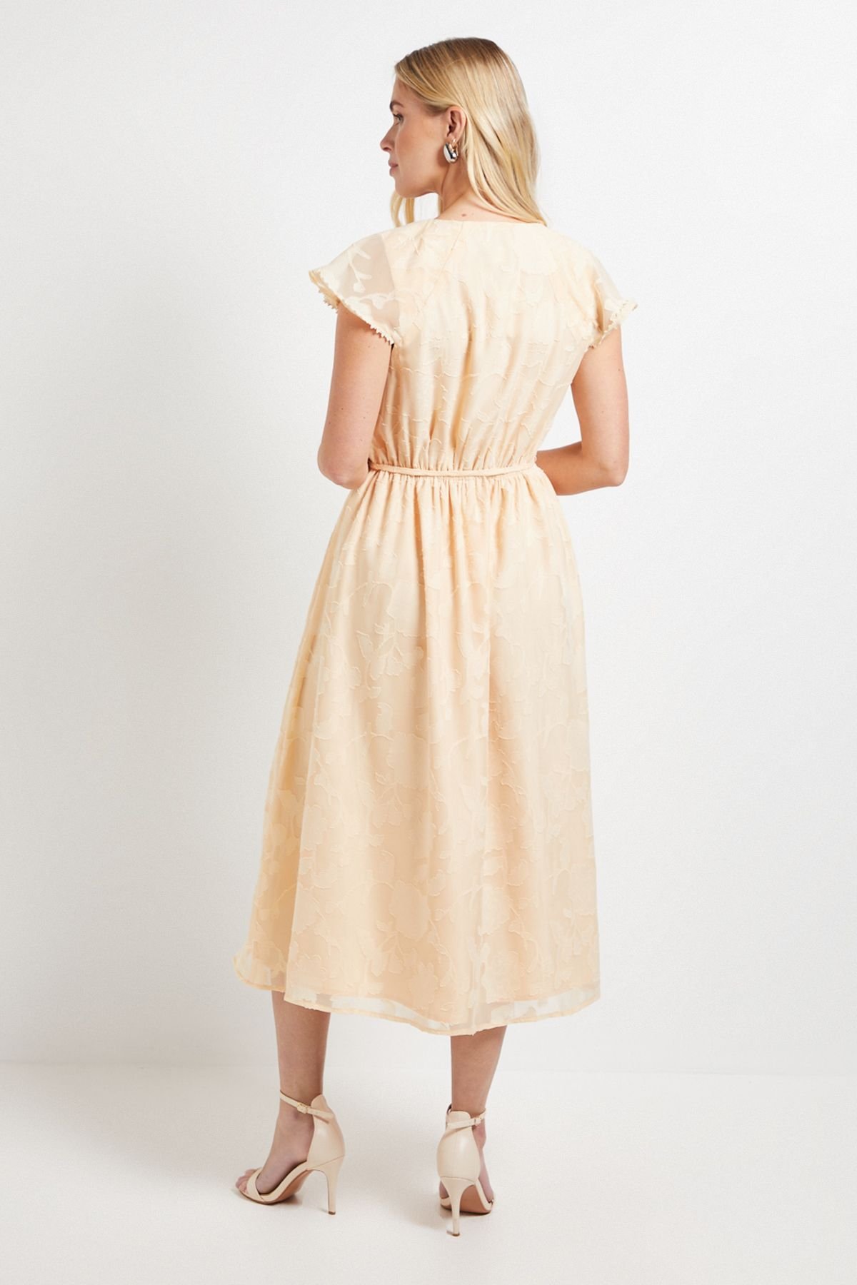 Wallis Wallis Women's Petite Floral Burn Out Ruffle Midi Dress in Yellow - 3