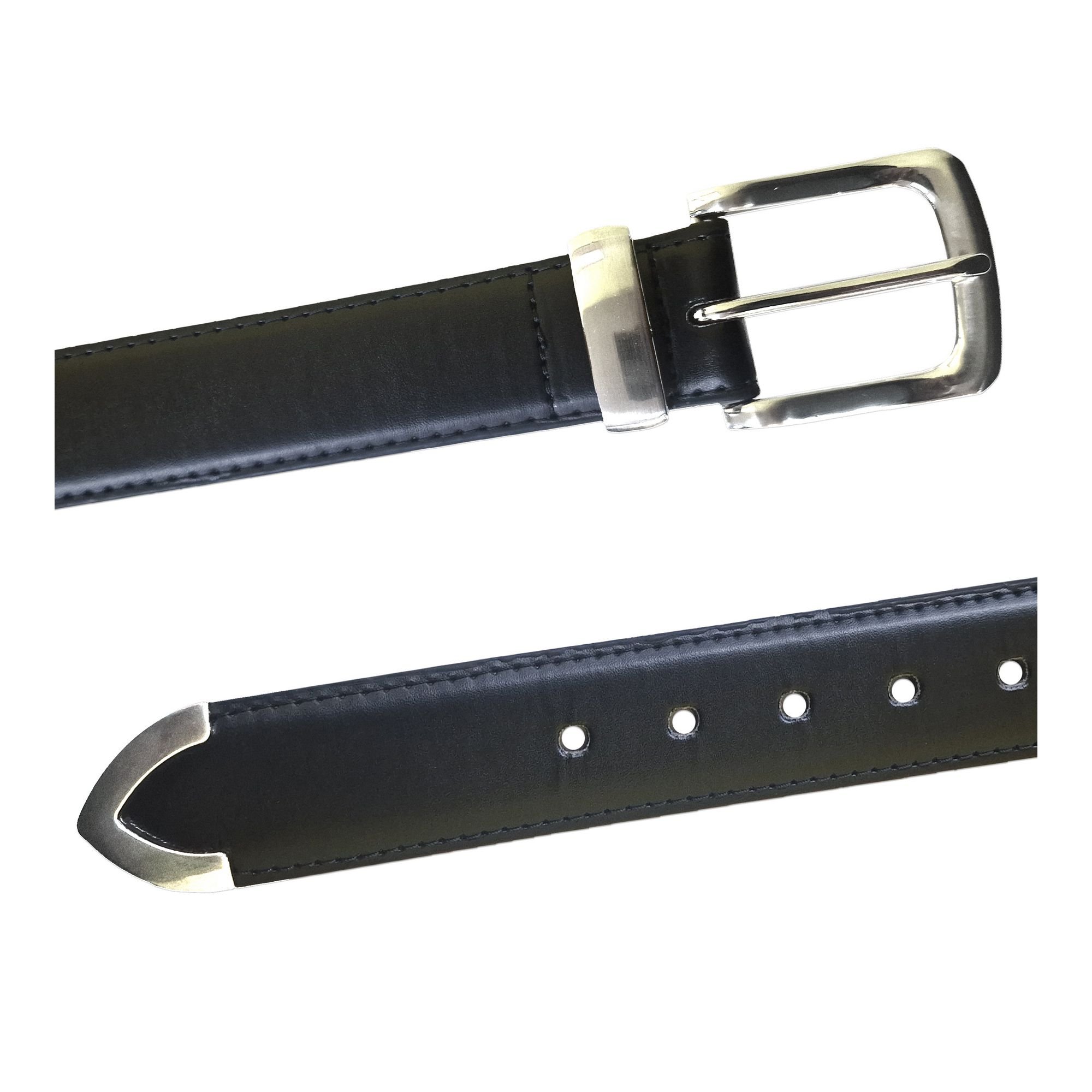 Duke Clothing Duke Clothing Men's D555 Joseph Bonded Leather Metal Tip Waist Belt in Black - 2
