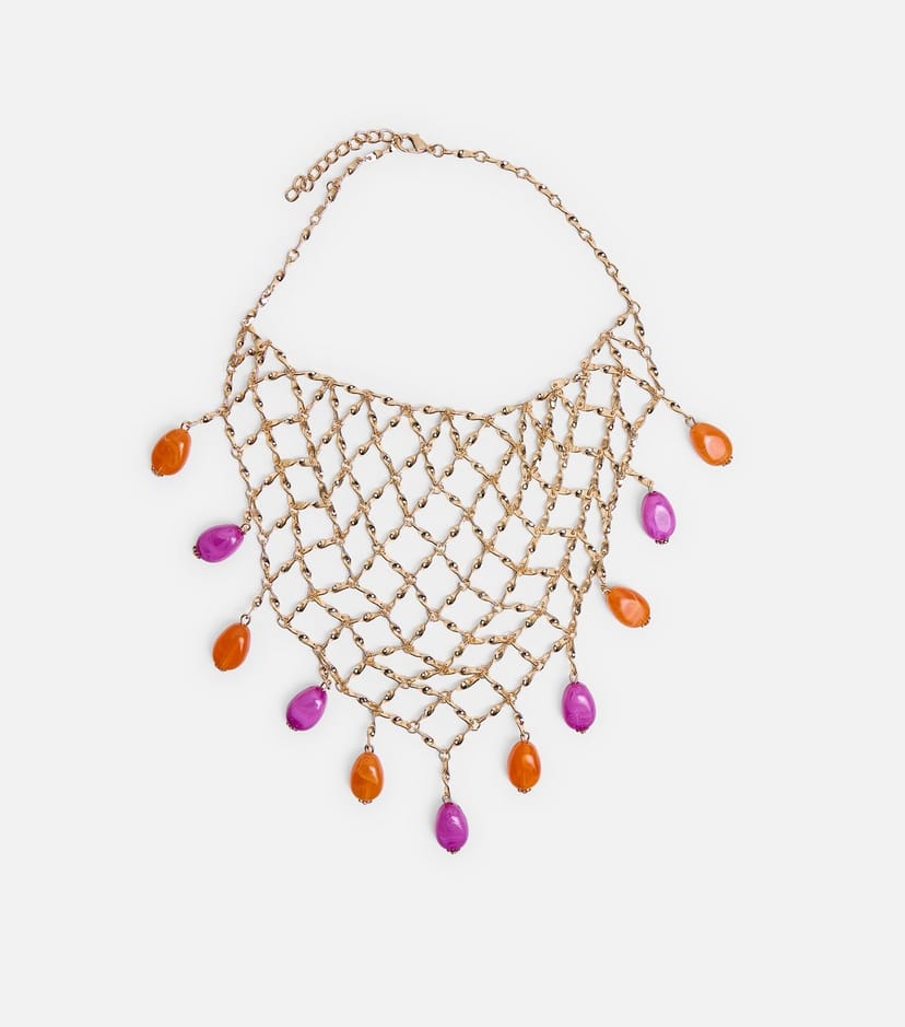 Public Desire Gold Tone Beaded Chainmail Necklace Public Desire New Look - 1