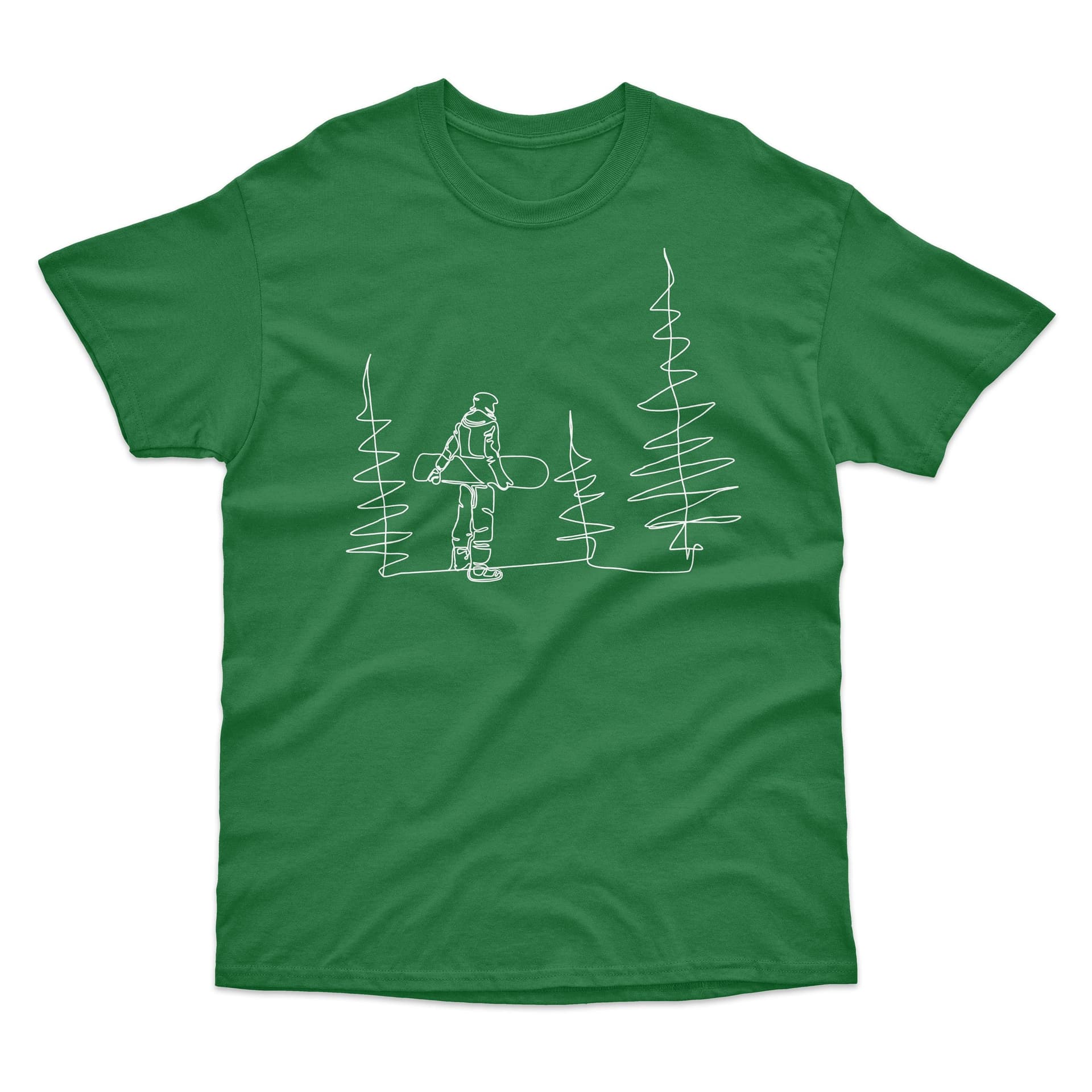 Bad Zebedee Bad Zebedee Men's Snowboarder Line Drawing T-Shirt in Green