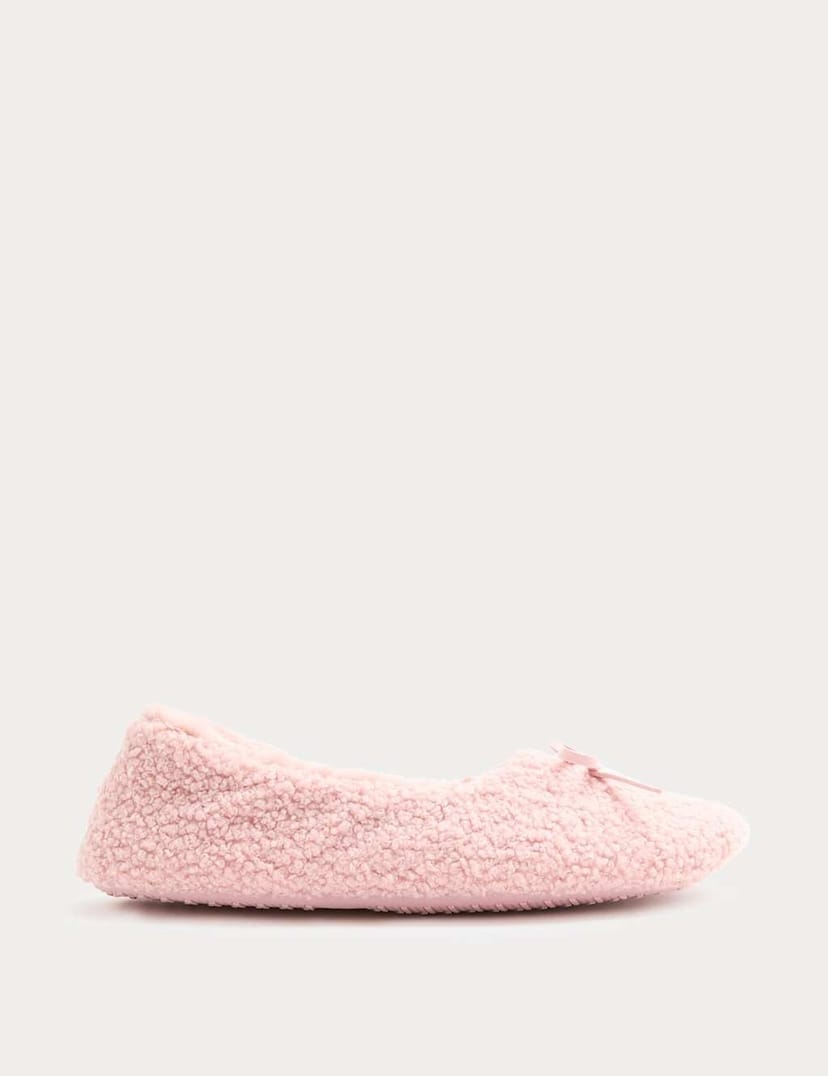 Marks & Spencer M&S Borg Ballerina Slippers Pink - 1