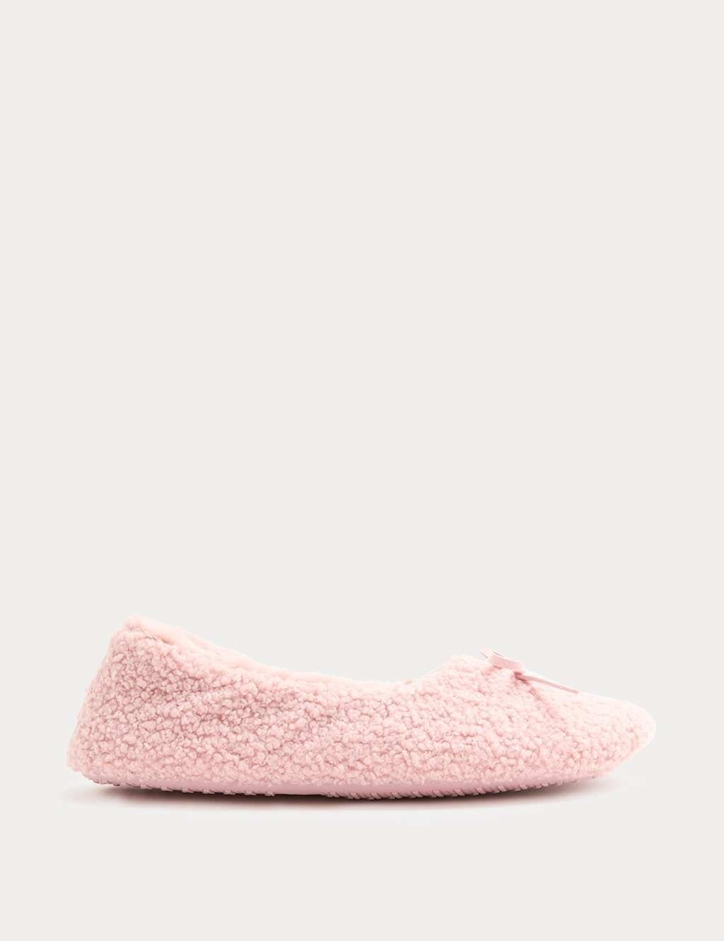 Marks & Spencer M&S Borg Ballerina Slippers Pink - 1