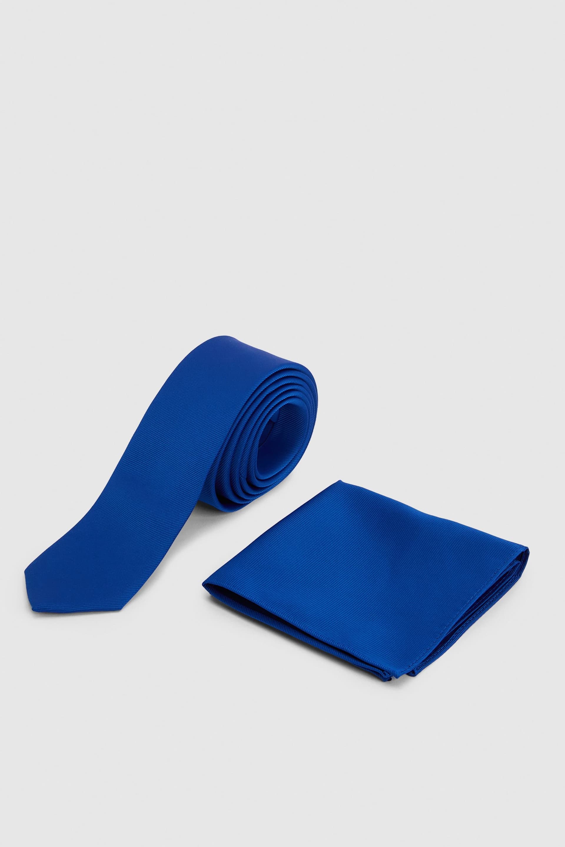Burton Burton Men's Deep Blue Plain Tie & Pocket Square
