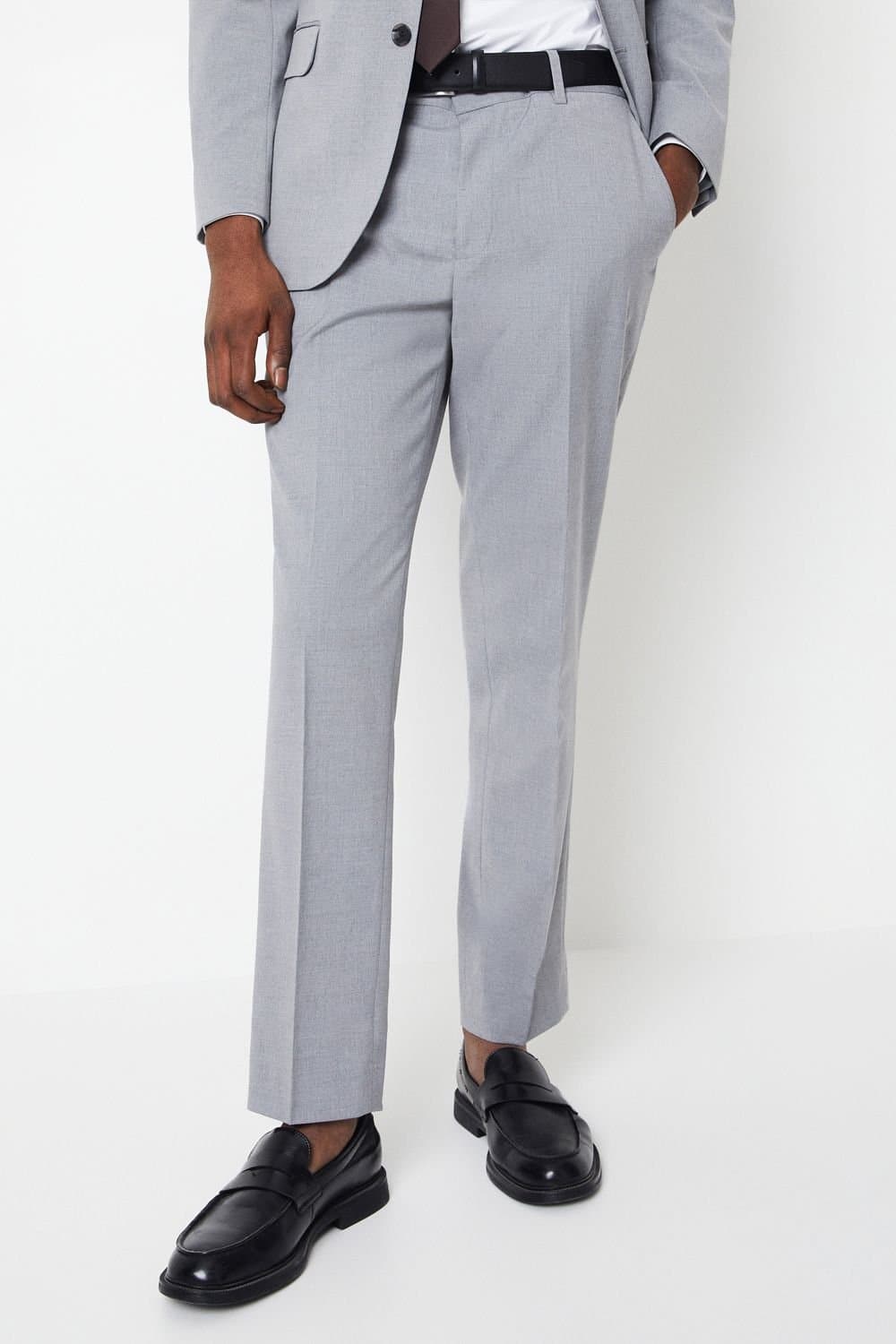 Burton Burton Men's Light Grey Tailored Fit Essential Suit Trousers