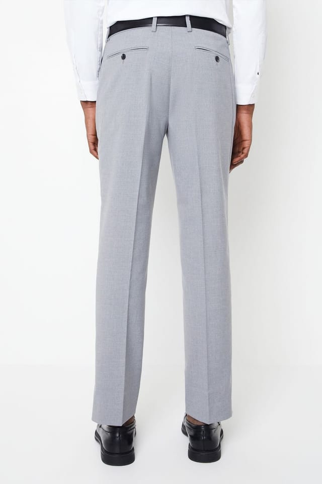 Burton Burton Men's Light Grey Tailored Fit Essential Suit Trousers - 3