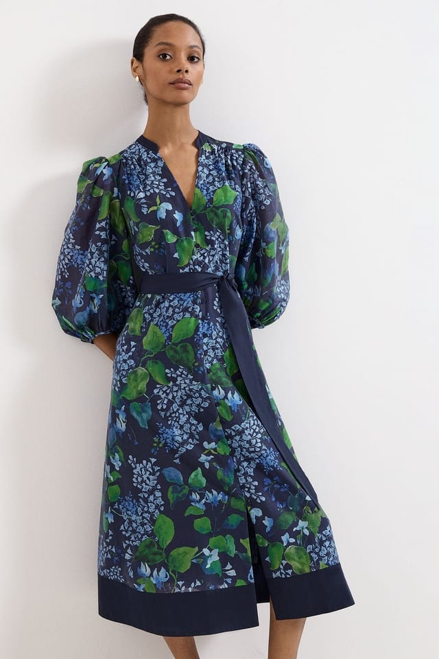 Phase Eight Phase Eight Women's V-Neck Midi Tie Dress in Dark Navy - 3