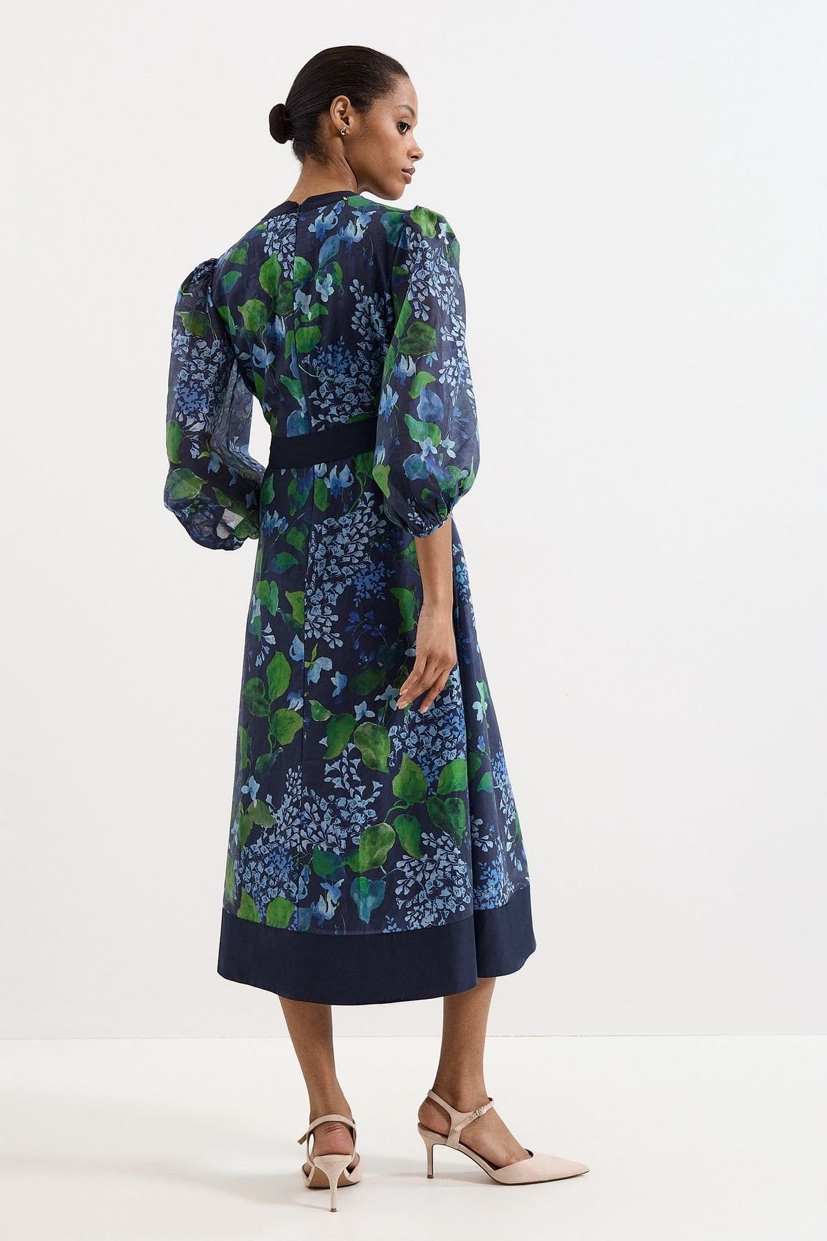Phase Eight Phase Eight Women's V-Neck Midi Tie Dress in Dark Navy - 4