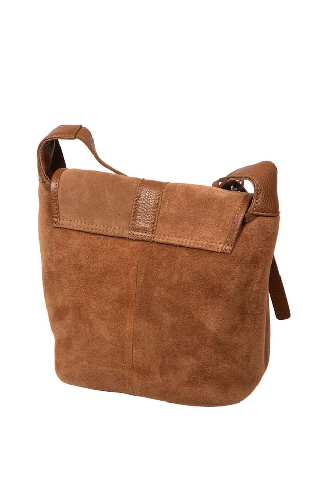 Pure Luxuries London Pure Luxuries London Women's 'Aveline' Suede & Leather Cross Body Bag in Tan - 3