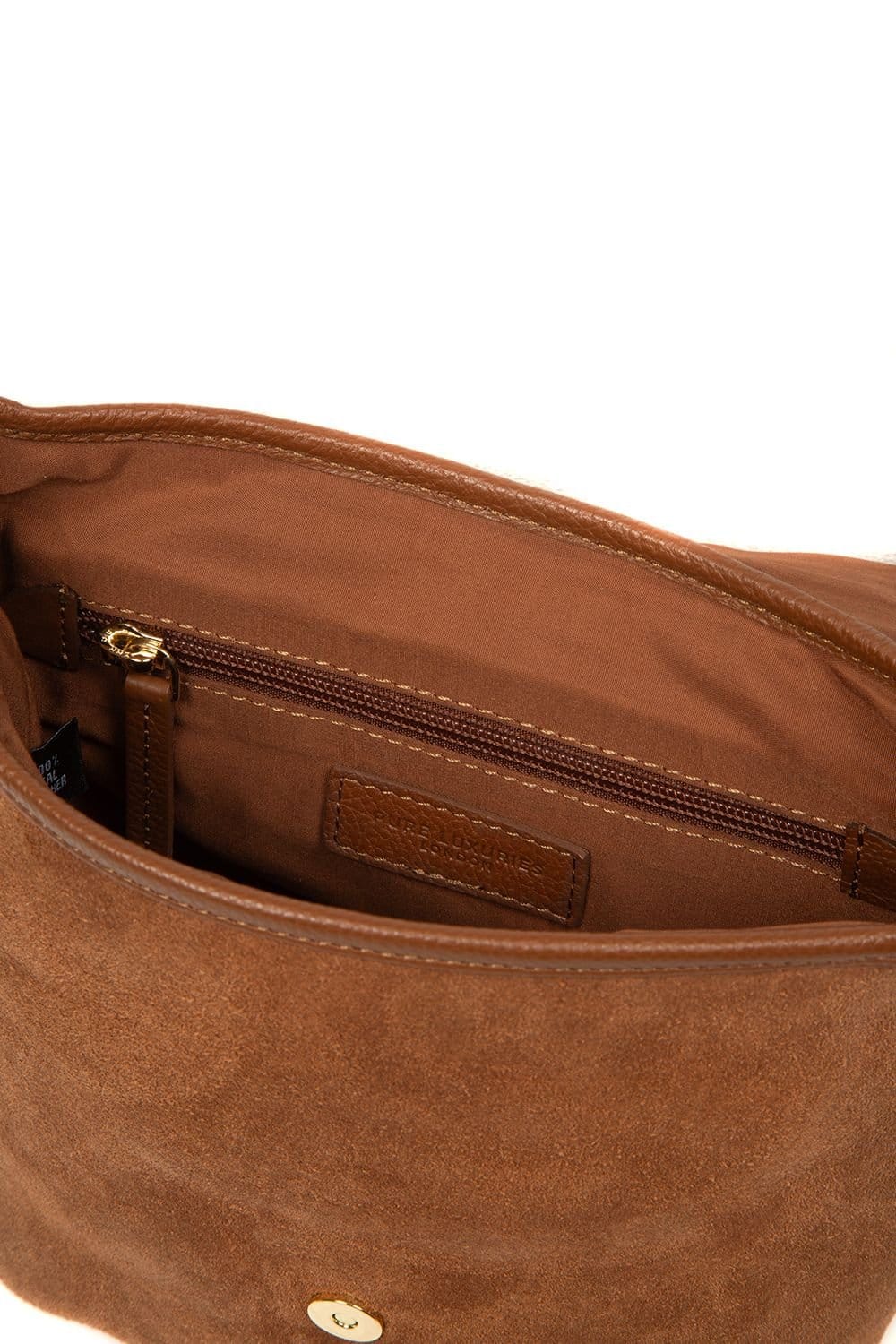 Pure Luxuries London Pure Luxuries London Women's 'Aveline' Suede & Leather Cross Body Bag in Tan - 4