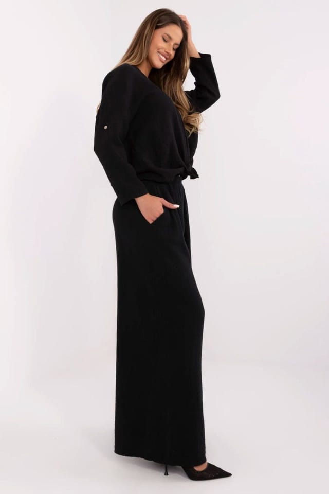 Love Lace Love Lace Women's Light Cotton Muslin Palazzo Trousers in Black - 2