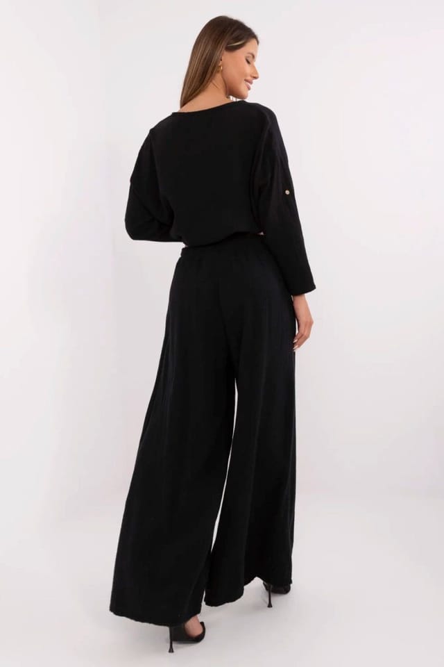Love Lace Love Lace Women's Light Cotton Muslin Palazzo Trousers in Black - 3