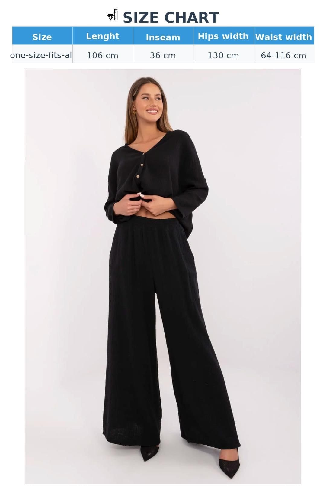 Love Lace Love Lace Women's Light Cotton Muslin Palazzo Trousers in Black - 4