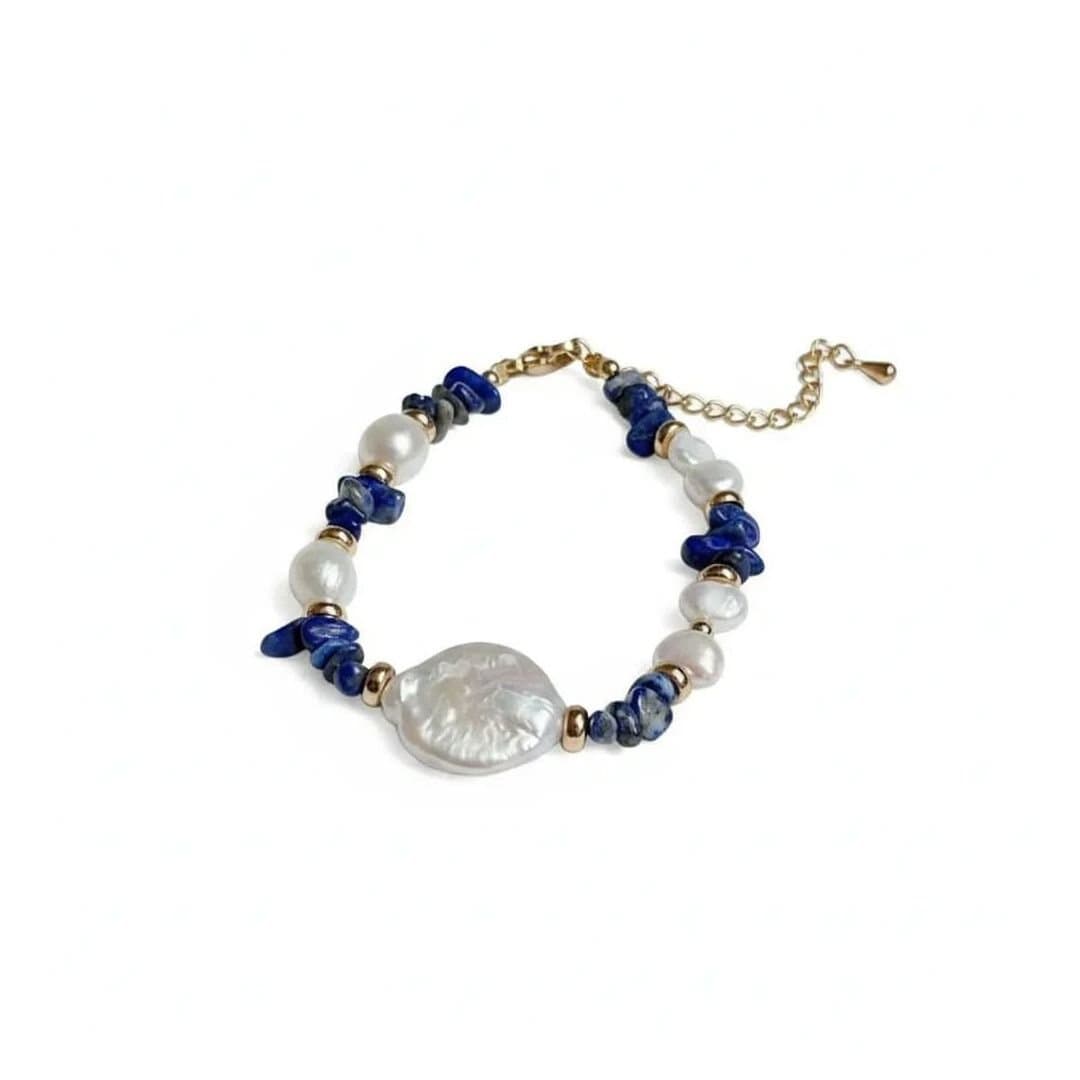 Angel Barocco Angel Barocco Women's Lapis Lazuli Baroque Pearl Centerpiece Bracelet - Blue