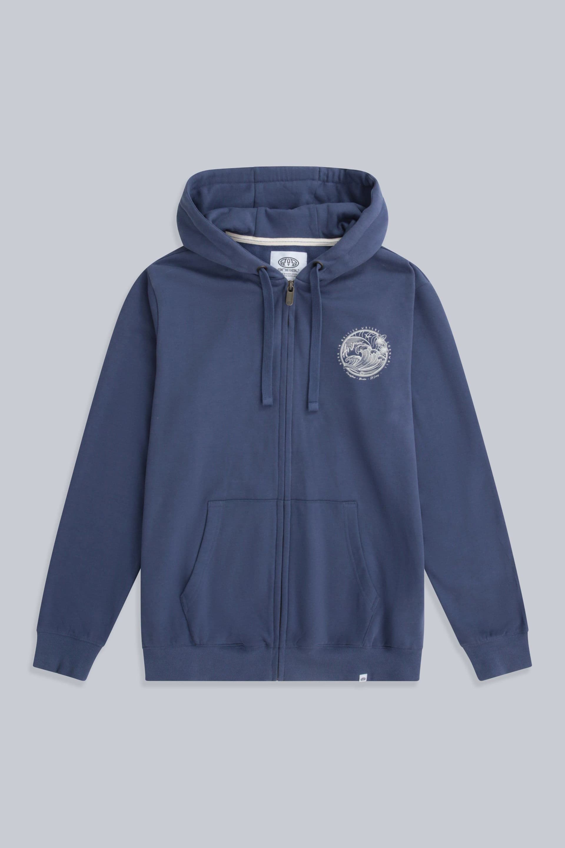 Animal Animal Women's Blue Cornwall Print Zip Through Hoodie