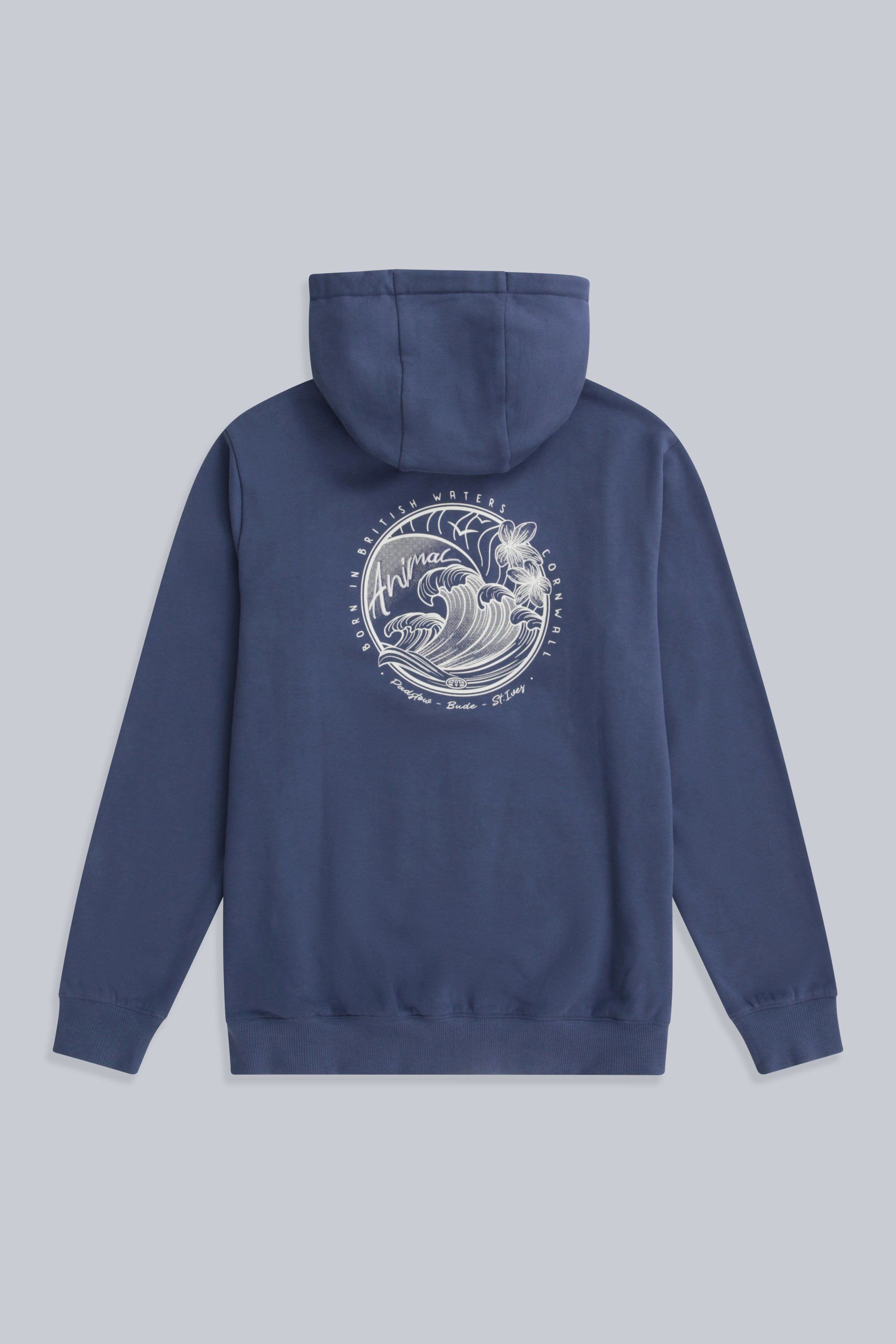 Animal Animal Women's 'Maya' Cornwall Print Warm Lightweight Comfortable Zip Through Hoodie in Blue - 2