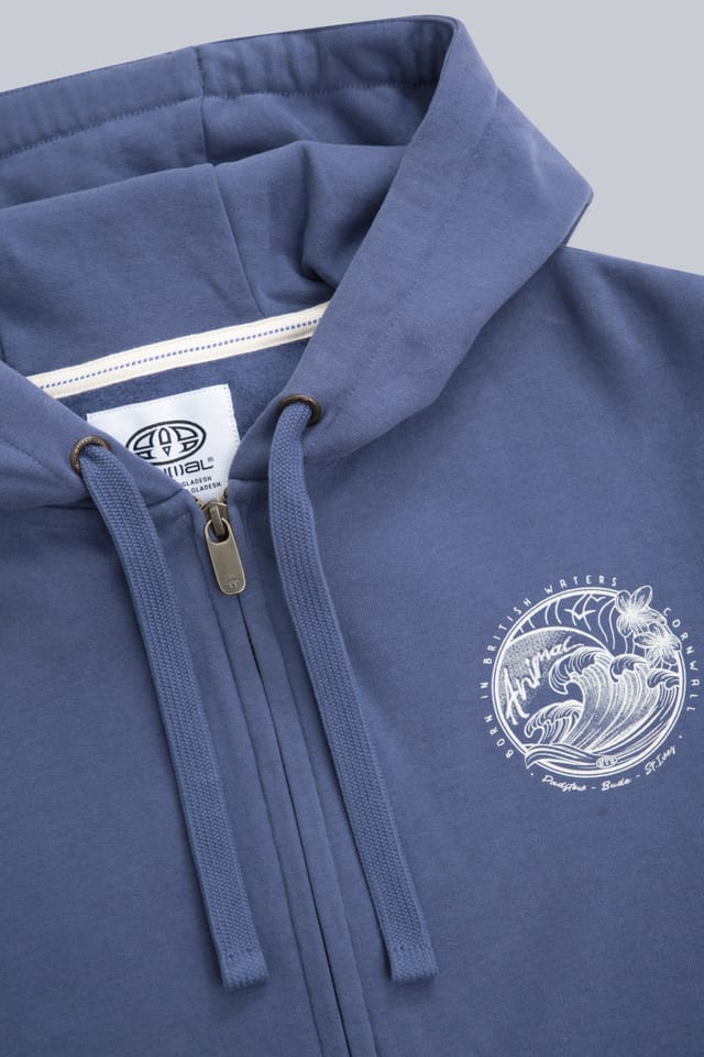 Animal Animal Women's 'Maya' Cornwall Print Warm Lightweight Comfortable Zip Through Hoodie in Blue - 2