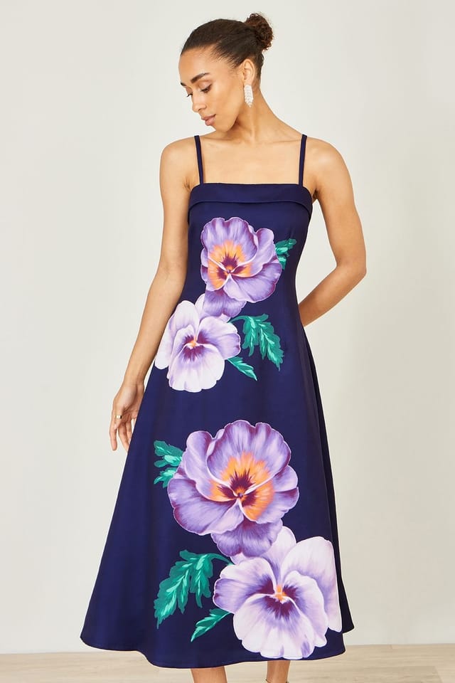 Yumi Yumi Women's Navy Pansy Strappy Midi Dress - 3