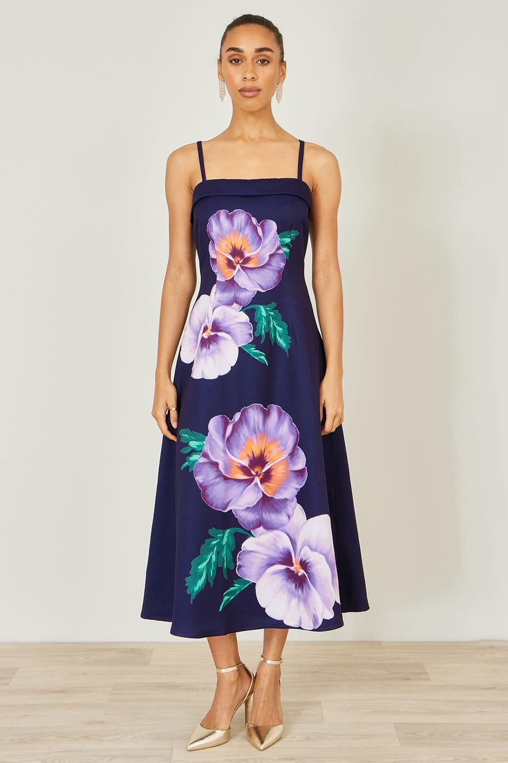 Yumi Yumi Women's Navy Pansy Strappy Midi Dress - 4