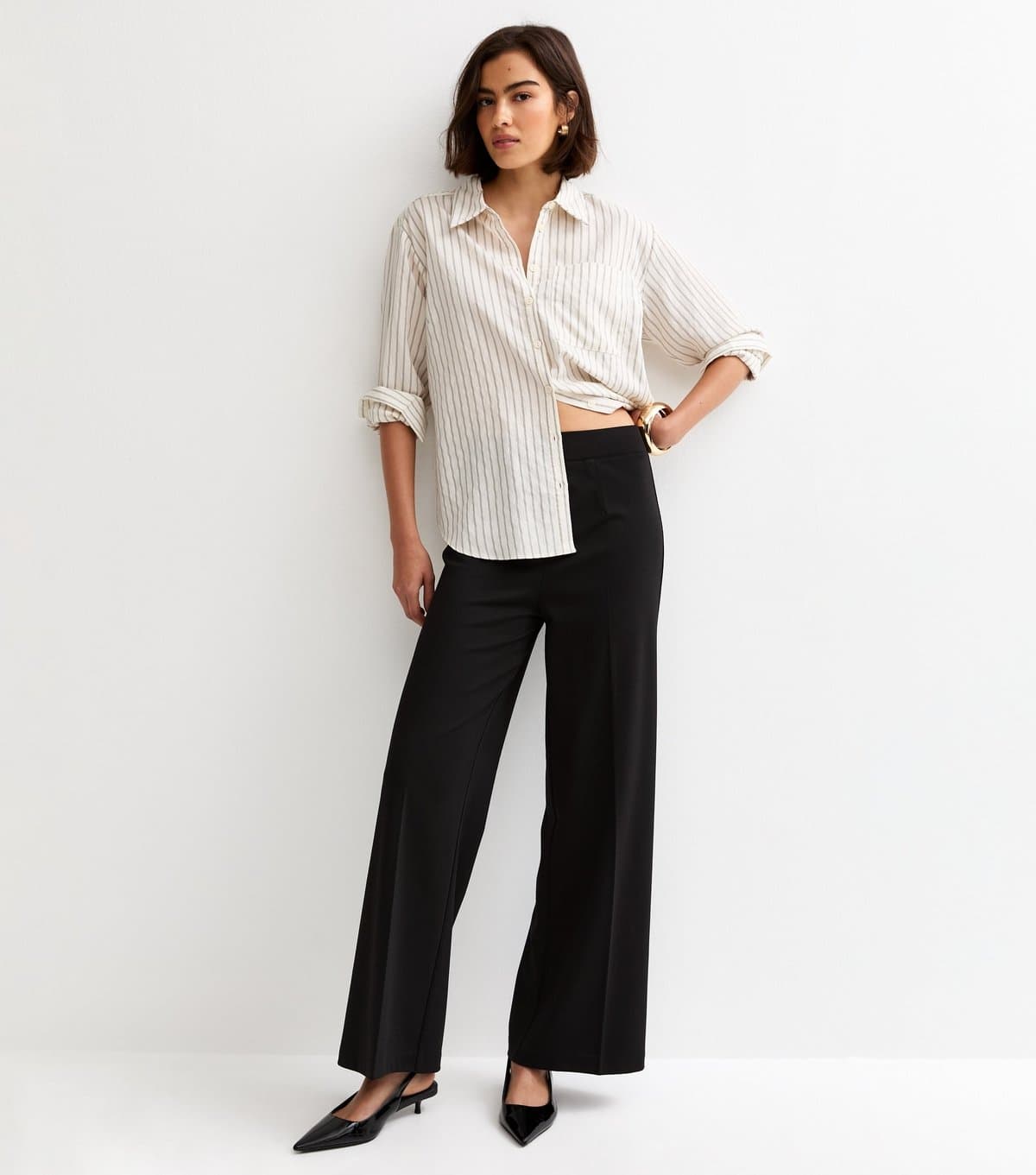 New Look Women's Black Jersey Wide Leg Trousers New Look