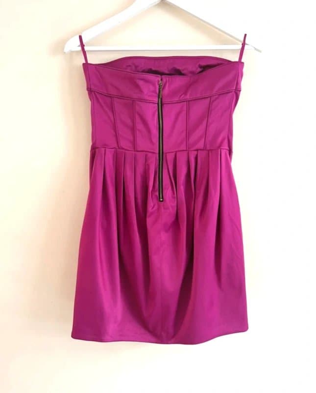 New Look 💖 Y2K Fuchsia Pink Satin Corset Mini Dress Party Prom Cocktail Barbiecore UK 10 💖