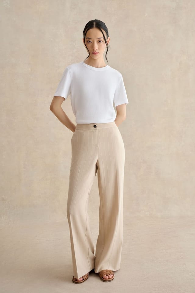 Hobbs London Hobbs London Women's Hadley Pinstripe Trouser in Light Beige - 3