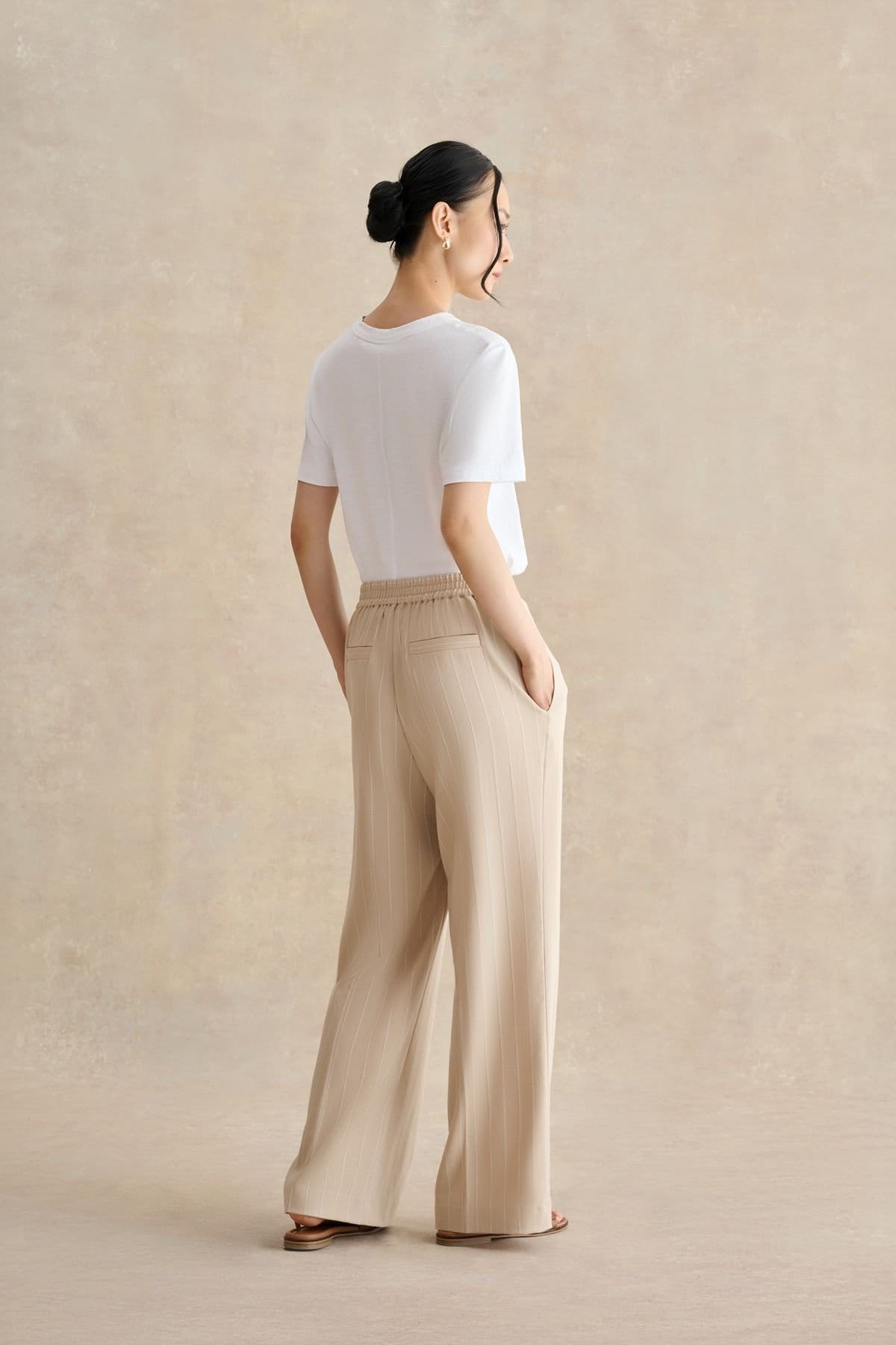 Hobbs London Hobbs London Women's Hadley Pinstripe Trouser in Light Beige - 4